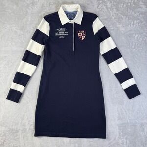 Brooks Brother Rugby Dress Field Hockey Size XS Blue Striped Sleeves Preppy